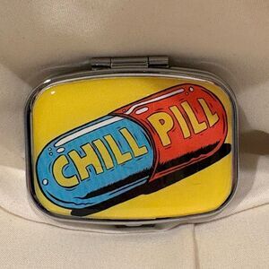 Retro Chill Pill Travel Pill Box 2 Compartment Medicine Pill Case NEW